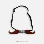 Mustache Shaped Wooden Bow Tie with Houndstooth Knot BT-1034 - Image 2
