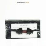 Wing Shaped Black Wooden Bow Tie with Red Grid Knot BT-1035 - Image 2