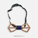 Hollow Diamond Wooden Bow Tie with Blue & Red Polka Dot Knot BT-1036 - Image 2
