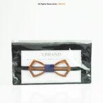 Hollow Diamond Wooden Bow Tie with Blue & Red Polka Dot Knot BT-1036 - Image 2