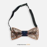 Laser-Cut Filigree Wooden Bow Tie with Patterned Knot BT-1037 - Image 2