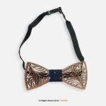 Laser-Cut Filigree Wooden Bow Tie with Patterned Knot BT-1037
