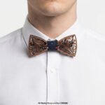 Laser-Cut Filigree Wooden Bow Tie with Patterned Knot BT-1037