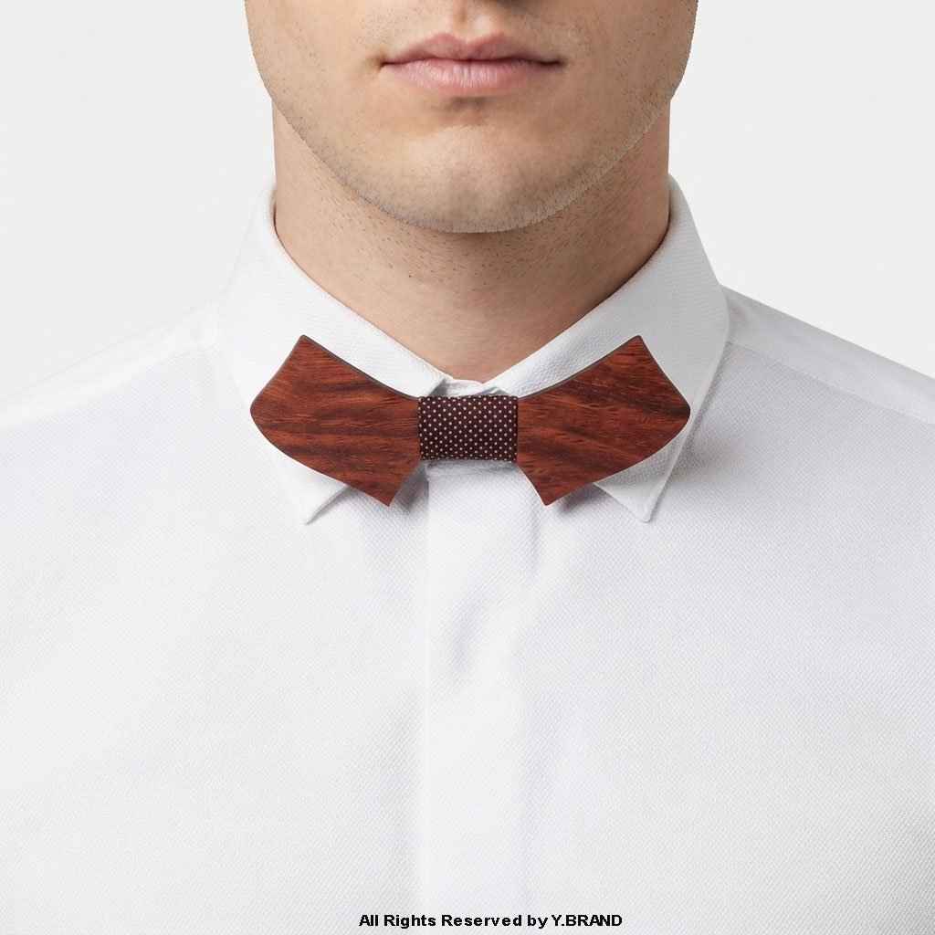BT-1038b Angular Wooden Bow Tie with Pin Dot Knot BT-1038 - Image 1