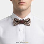 Floral Leaf Cutout Wooden Bow Tie with Red Dot Knot BT-1039