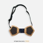 Dual-Tone Geometric Wooden Bow Tie with Patterned Knot BT-1040 - Image 2