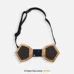 Dual-Tone Geometric Wooden Bow Tie with Patterned Knot BT-1040