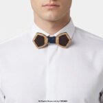 Dual-Tone Geometric Wooden Bow Tie with Patterned Knot BT-1040