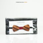 Striped Multi-Tone Wooden Bow Tie with Red Patterned Knot BT-1041 - Image 2