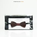 Dark Wooden Bow Tie with Red & Black Grid Knot BT-1042 - Image 2