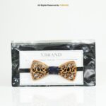 Laser-Cut Filigree Wooden Bow Tie with Blue Patterned Knot BT-1044 - Image 2