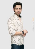 Y-BRAND Off-White & Black Polka Dot Casual shirt with contrast CS-1027 - Image 2