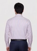Y-BRAND Men’s Light Pink & Blue Striped Formal Dress Shirt FS-1078 - Image 3