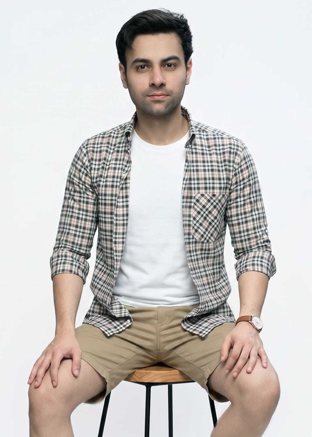 artical-001 Y-BRAND Men's Casual Multi-Color Checked Shirt (CS-1018) - Image 1