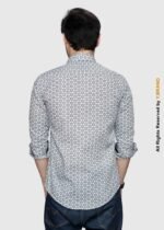 Y-BRAND Blue & White Geometric Print Casual shirt with contrast CS-1028 - Image 4