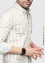 Y-BRAND Men’s Grey & Beige Chevron Printed Casual Shirt (CS-1019) - Image 3