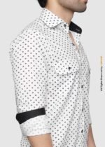 Y-BRAND Men’s White Micro-Printed Dual Pocket Casual Shirt (CS-1024) - Image 3