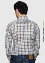 Y-BRAND Men’s Light Blue & Brown Checked Casual Shirt (CS-1023) - Image 4