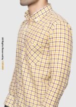 Y-BRAND Men’s Mustard Yellow & Brown Gingham Checked Casual Shirt (CS-1021) - Image 3