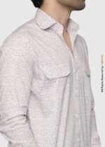 Y-BRAND Men's Off-White Micro Floral Print Shirt with Dual Flap Pockets (CS-1026) - Image 2
