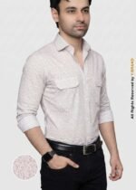 Y-BRAND Men's Off-White Micro Floral Print Shirt with Dual Flap Pockets (CS-1026) - Image 3