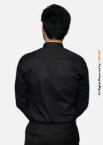Y-BRAND Men’s Solid Black Mandarin Collar Formal Dress Shirt FS-1081 - Image 4