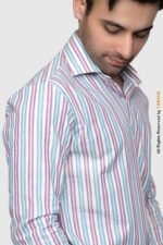 Y-BRAND Men’s Multi-Stripe Formal Dress Shirt with Silver Pinstripe FS-1070 - Image 3