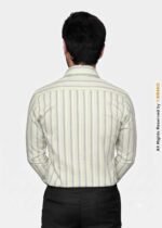 Y-BRAND Men’s Lime Green & Grey Vertical Striped Formal Dress Shirt FS-1071 - Image 3