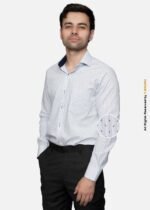 Y-BRAND Light Blue Dotted Stripe shirt with contrast DS-1020