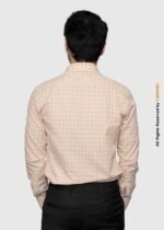 Y-BRAND Men’s Peach & Slate Grey Micro-Check Formal Dress Shirt FS-1079 - Image 4