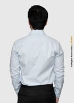 Y-BRAND Men’s Light Blue Gingham Check Formal Dress Shirt FS-1074 - Image 4