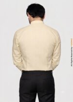 Y-BRAND Men’s Soft Yellow Striped Mandarin Collar Shirt CS-1029 - Image 3