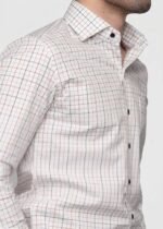 Y-BRAND Men’s White Tattersall Windowpane Check Formal Dress Shirt FS-1076 - Image 2