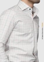 Y-BRAND Men’s White Tattersall Windowpane Check Formal Dress Shirt FS-1076 - Image 2