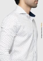 Y-BRAND White & Navy Micro Paisley Print with contrast DS-1021 - Image 2