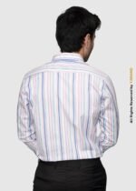 Y-BRAND Men’s Bussines Casual Pink & Blue Multi-Color Striped Shirt (CS-1022) - Image 4