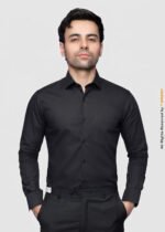 Y-BRAND Men's Classic Premium Solid Black Formal Dress Shirt FS-1082