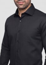 Y-BRAND Men's Classic Premium Solid Black Formal Dress Shirt FS-1082 - Image 2