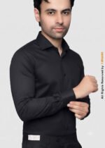 Y-BRAND Men's Classic Premium Solid Black Formal Dress Shirt FS-1082 - Image 3