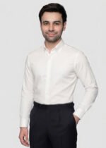 Y-BRAND Classic White Cotton Button-Down Dress Shirt for Men FS-1083