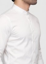 Y-BRAND Men’s Solid White Mandarin Collar Formal Dress Shirt FS-1084 - Image 2