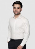 Y-BRAND Men's Classic Premium Solid White Formal Dress Shirt FS-1085 - Image 3