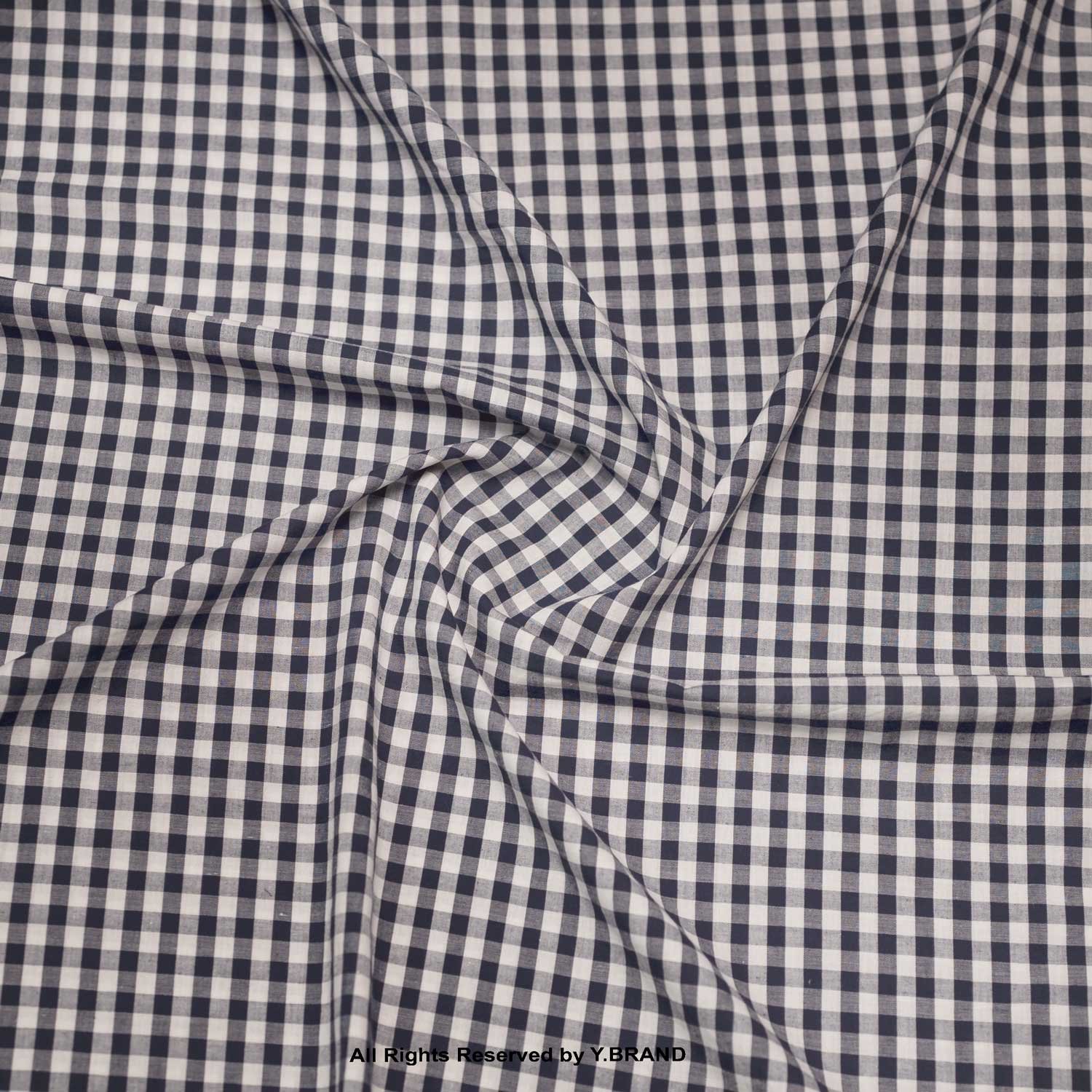 YCS-1045 Navy Blue & White Gingham Check Fabric YCS-1045 - Image 1