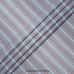 Sky Blue Striped with Red Accents Fabric YCS-1050 - Image 3