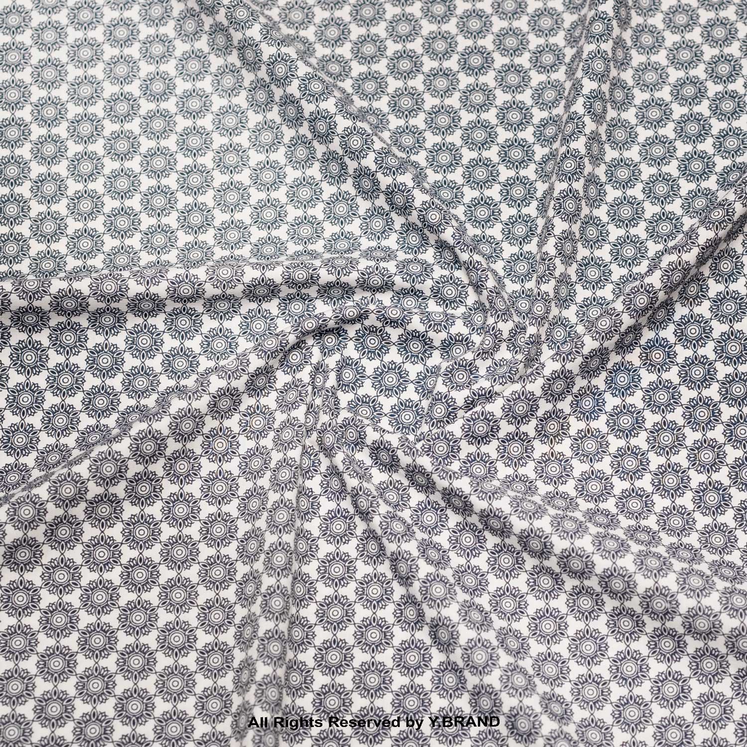 YCS-1055 Blue & White Geometric Print Fabric YCS-1053 - Image 1