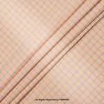 Peach & Slate Grey Micro-Check Fabric YCS-1063 - Image 3