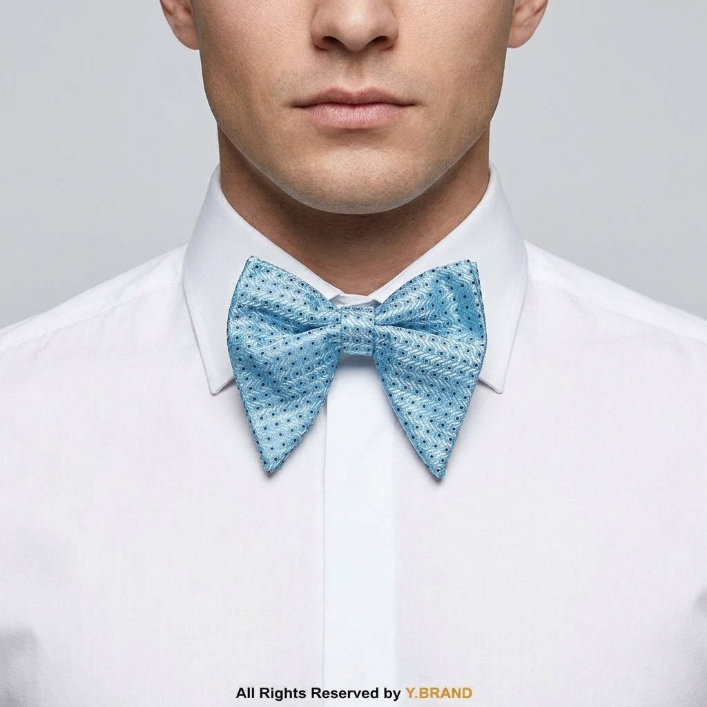 BT-1045a Sky Blue Textured Micro-Pattern Men's Bow Tie BT-1045 - Image 1