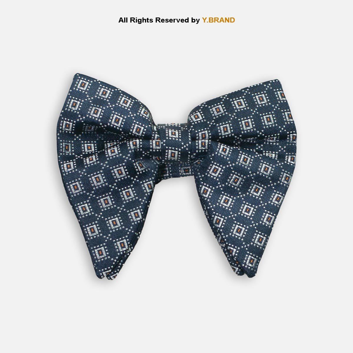 BT-1049 Navy Blue Textured Geometric Square Men's Bow Tie BT-1049 - Image 1