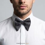 Charcoal Black Textured Polka Dot Men's Bow Tie BT-1050