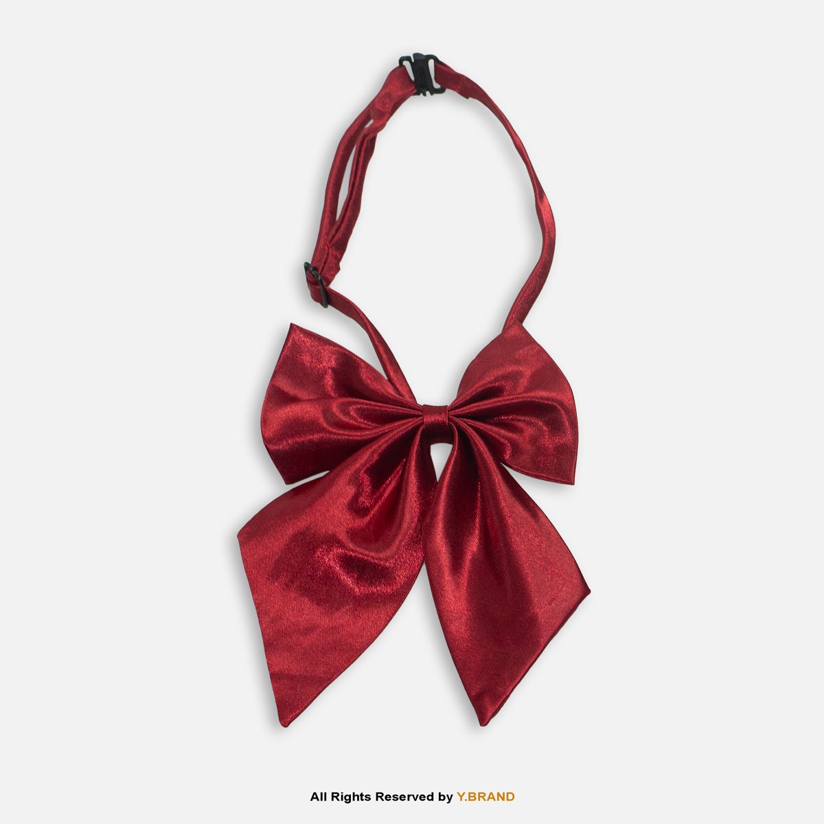 BT-1052 Crimson Red Satin Cross Ribbon Bow Tie BT-1052 - Image 1
